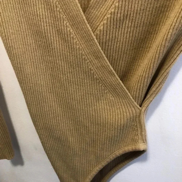 ASOS wrap‎ rib knit bodysuit Size 0 Brown - Picture 5 of 8